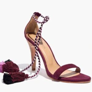 ULLA JOHNSON Suede Tassel Lace-Up Heeled Sandals | EU 39 size 8